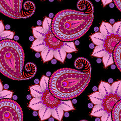 Raster  illustration of  seamless paisley pattern