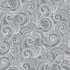 Seamless asian ethnic floral retro doodle background pattern