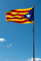 Waving flag of Catalonia (Blue estelada) 