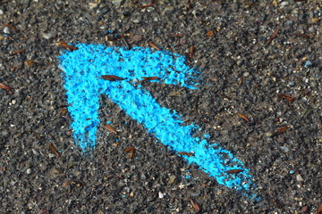 Freccia azzurra su asfalto