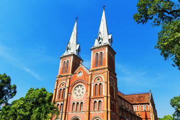 Fototapeta na wymiar Saigon Notre Dame Cathedral Basilica in Ho Chi Minh city, Vietna