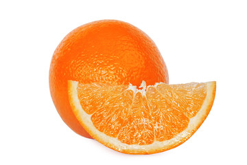 Sliced orange fruit isolated on white background