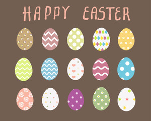 Easter eggs vector icons flat style