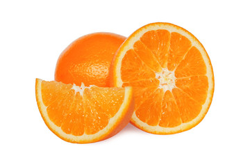 Naklejka na ściany i meble Sliced orange fruit isolated on white background