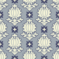 Damask beautiful background, floral blue pattern