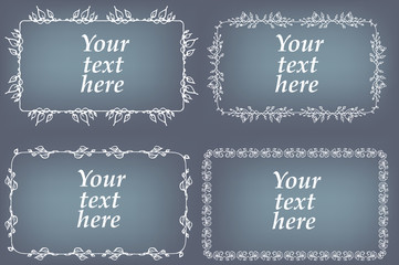 Fototapeta premium Vector set of hand drawn frames. Page decorations with floral elements