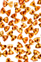 Colorful Farfalle (Bow-Tie) Pasta Isolated on White Background