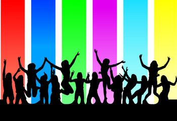 Funny girl on a colored background 