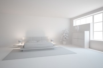 Obraz na płótnie Canvas bright interior design of living room with colored furniture - 3d illustration