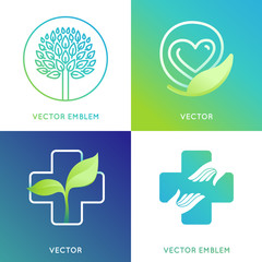 Vector set of logo design template in bright gradient colors