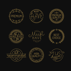 Vector set of linear badges and labels