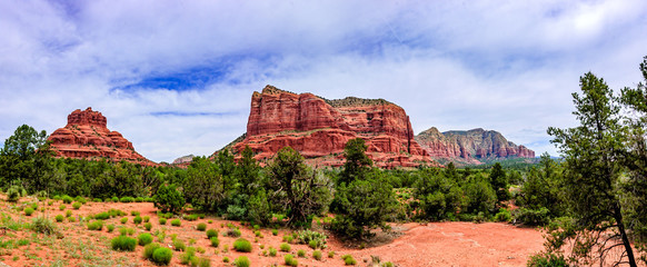 Panorama shot of the red-rock buttes in Sedona, Arizona