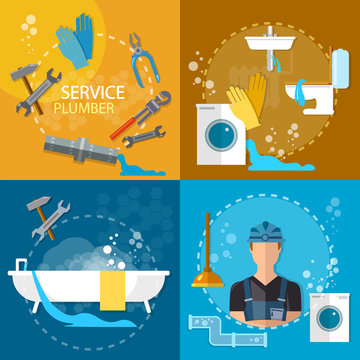 Plumbing repair service professional plumber different tools