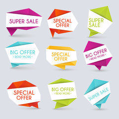 Set of sale banners design. Sale paper banner. Sale and discount