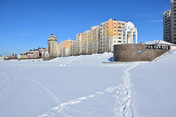 Obraz premium View in Astana, Kazakhstan, in winter