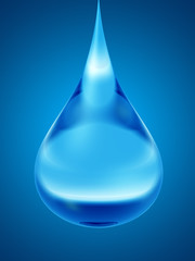 Concept or conceptual clean cold rain water liquid drop blue gradient