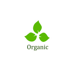 Organic sign with three green leaves
