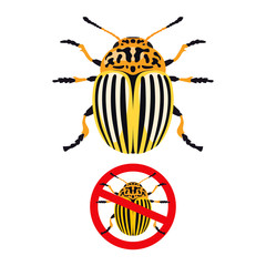 Colorado potato beetle and prohibition sign