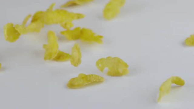 corn flakes falling in slow motion