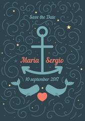 Invitation to the wedding in a marine theme. - 105463033