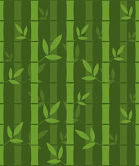 Seamless pattern with silhouettes bamboo trees and leafs