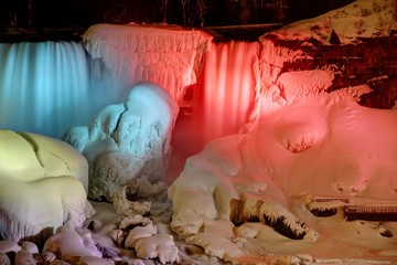 Frozen Niagara Falls at Night