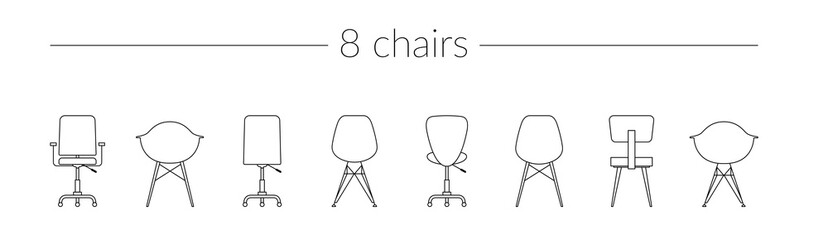 Vector Thin Line Icon Set Chairs - 105464290