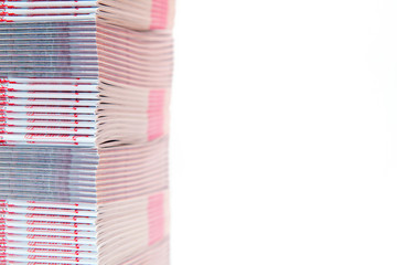 stack of printed materials - shallow DOF
