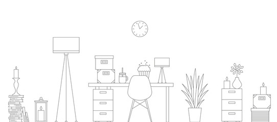 Vector Thin Line Workspace Scene