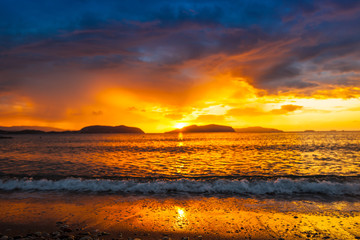 Sunset on holiday resort