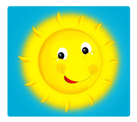 Cartoon scene with weather - happy sun - illustration for children