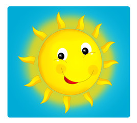 Cartoon scene with weather - happy sun - illustration for children