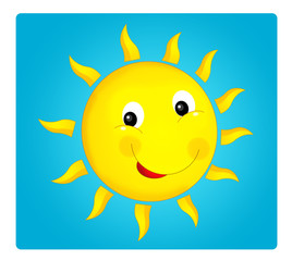 Cartoon scene with weather - happy sun - illustration for children