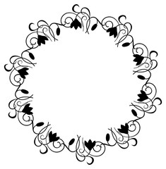 Round frame with silhouette flowers