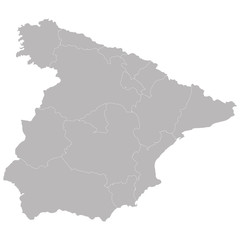Map of Spain on areas