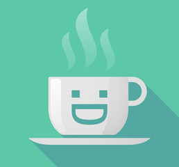 Long shadow cup of coffee with  a laughing text face