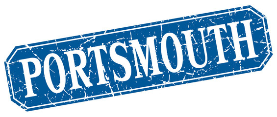 Portsmouth blue square grunge retro style sign
