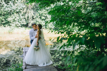 Married Couple in forest embracing