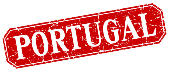 Portugal red square grunge retro style sign
