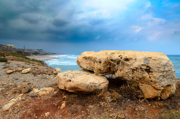 Dolomite stones at coastline of Crete island, Greece