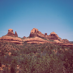 view of mountains in the American Southwest, desert, filtered image