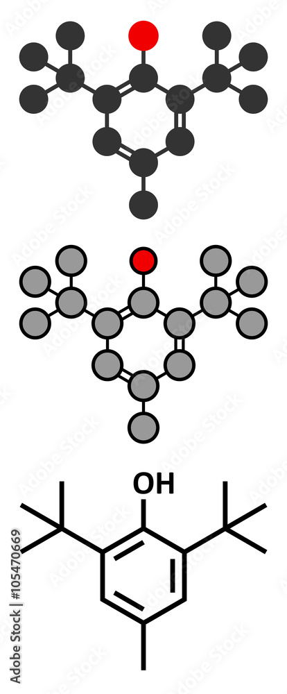 Wall mural Butylated hydroxytoluene (BHT) antioxidant molecule.