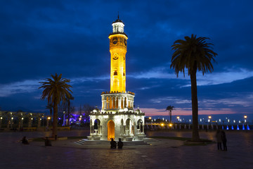 Clocktower and palms in Izmir.