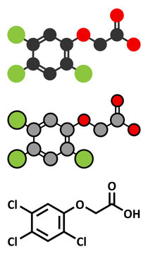 2,4,5-trichlorophenoxyacetic acid (2,4,5-T) herbicide molecule.