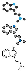 Dimethyltryptamine (DMT) psychedelic drug molecule.