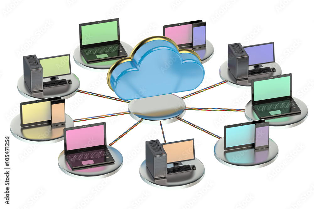Poster networking computing concept with cloud computing
