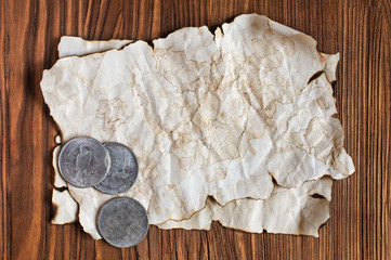 Old paper and silver coins