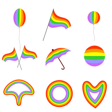 Festival set of colorful symbol. Rainbow. Vector.