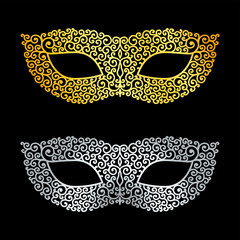 Vector illustration of golden and silver masks