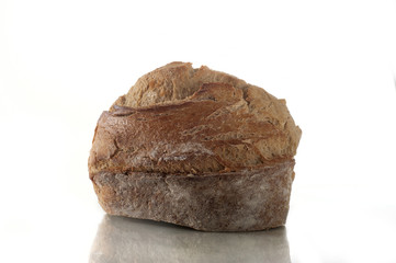 crispy bread on white background